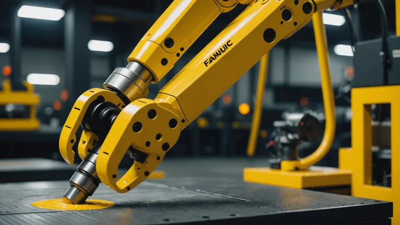 FANUC CNC robot arm in a manufacturing cell